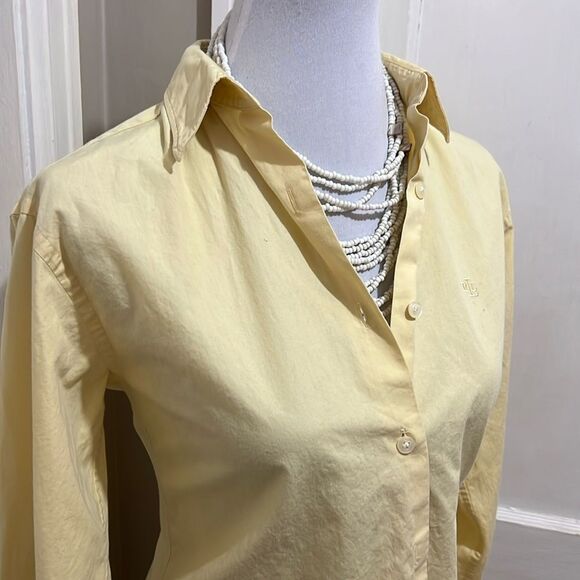 Lauren Ralph Lauren Pale Yellow Button Down Women's Size 6 Blouse Top - Picture 1 of 10
